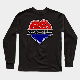 United States of America Heart Red White Blue Long Sleeve T-Shirt